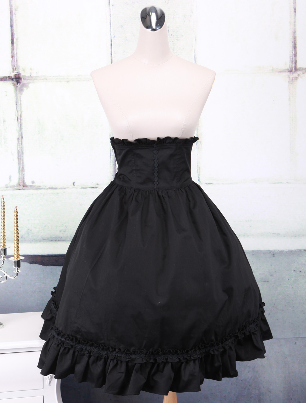 Gothic Black Cotton Ruffles Lolita Skirt steampunk buy now online