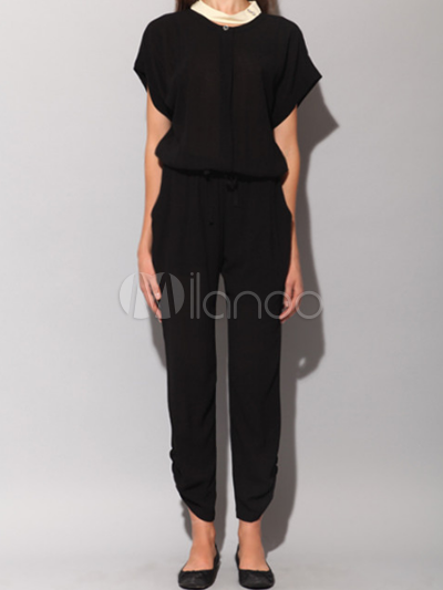 Fashion Jumpsuits on Fashion Black Polyester Womens Jumpsuit Milanoo Com