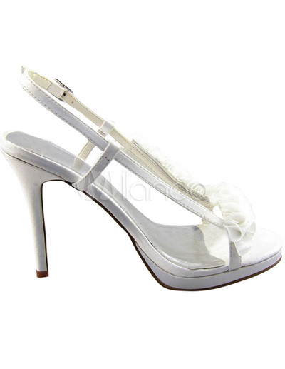 white satin slingback