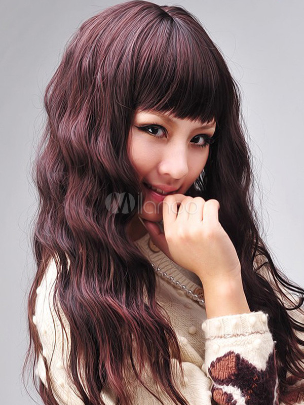 Fashion Chocolate Curly Synthetic Full Long Wig