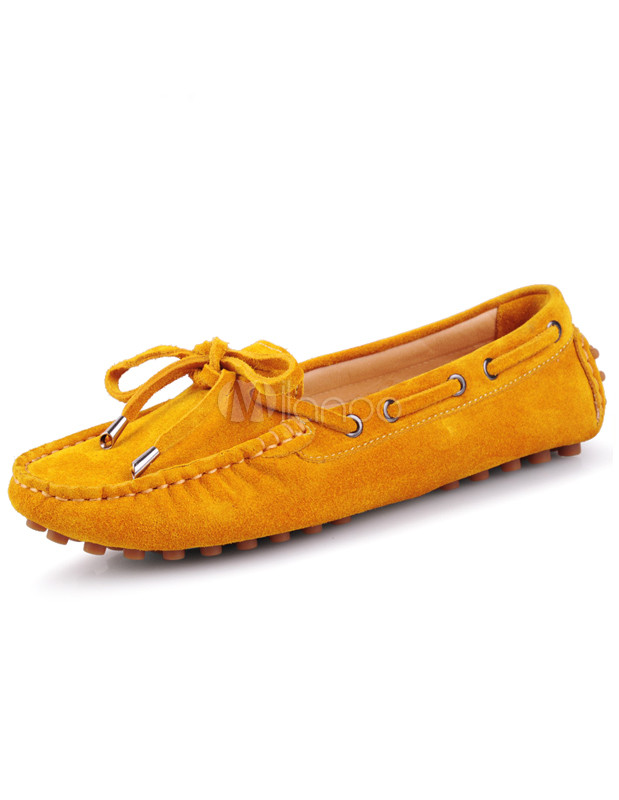 Sweet Lace-Up Cowhide Woman's Loafers