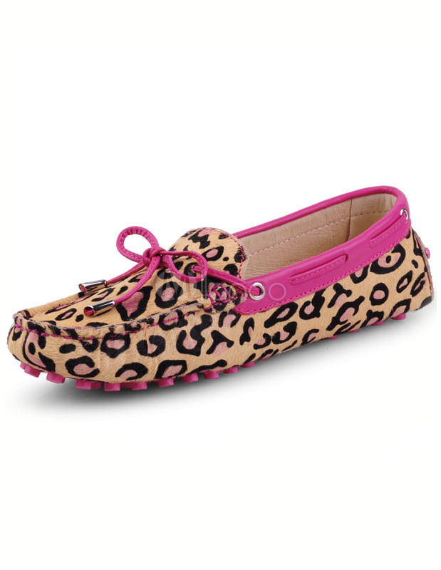 Leopard Printed Horse Hair Woman's Loafers