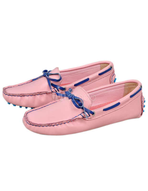 Comfortable Cowhide Bow Woman's Loafers