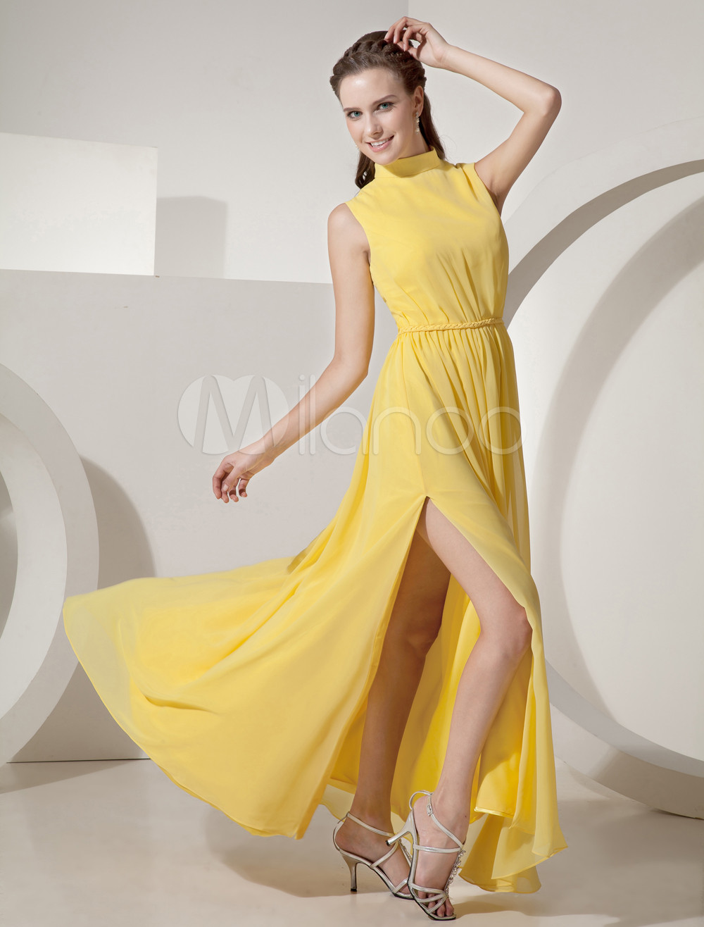 Abito cocktail giallo argento Abito cocktail giallo argento