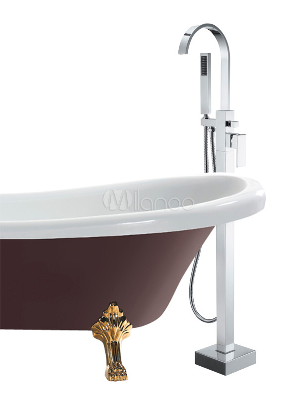 High End Solid Brass Floor Standing Bathtub Shower Faucet With Hand