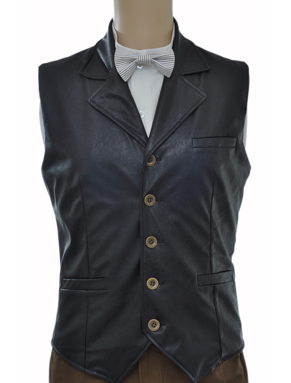 Cool Black Faux Leather Steampunk Waistcoat steampunk buy now online