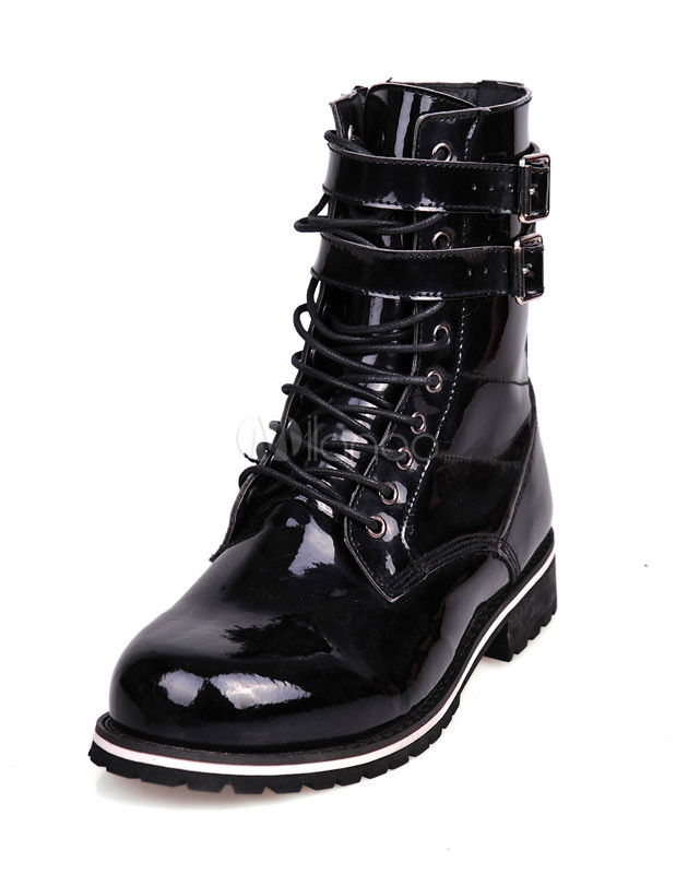 bottines laque noir