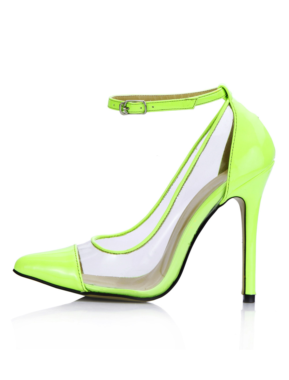 PVC Ankle Strap Clear Woman's Pointed Toe Shoes
