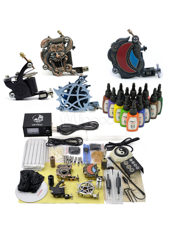 Complete Tattoo Kit 4 Machines 15 Color Inks 1/2oz Power Gigaopia