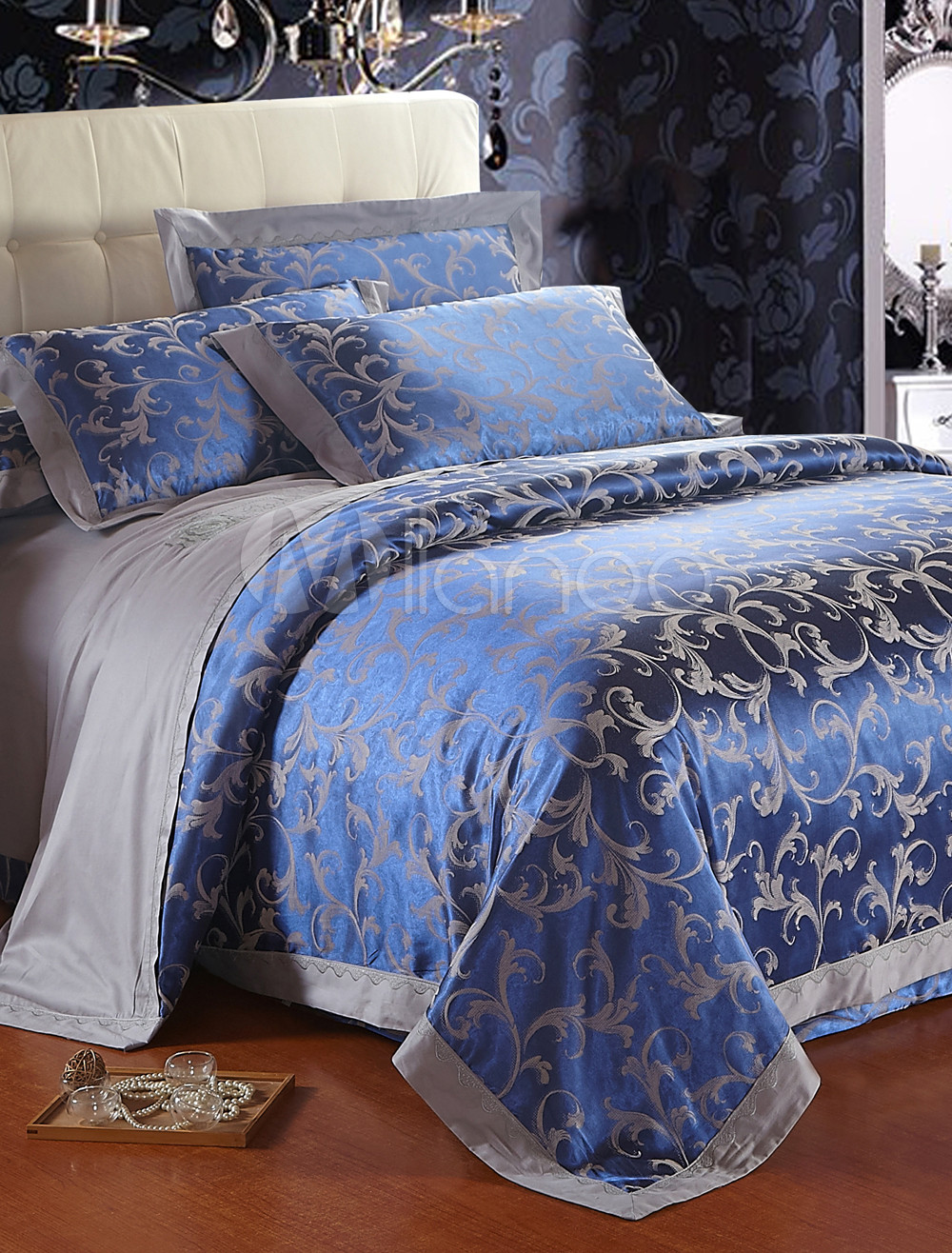Elegant Jacquard Floral 4 Pieces Cotton Bedding Set Mybuzz