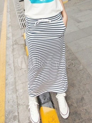 Casual White Stripe Pattern Women's Skirt - Milanoo.com