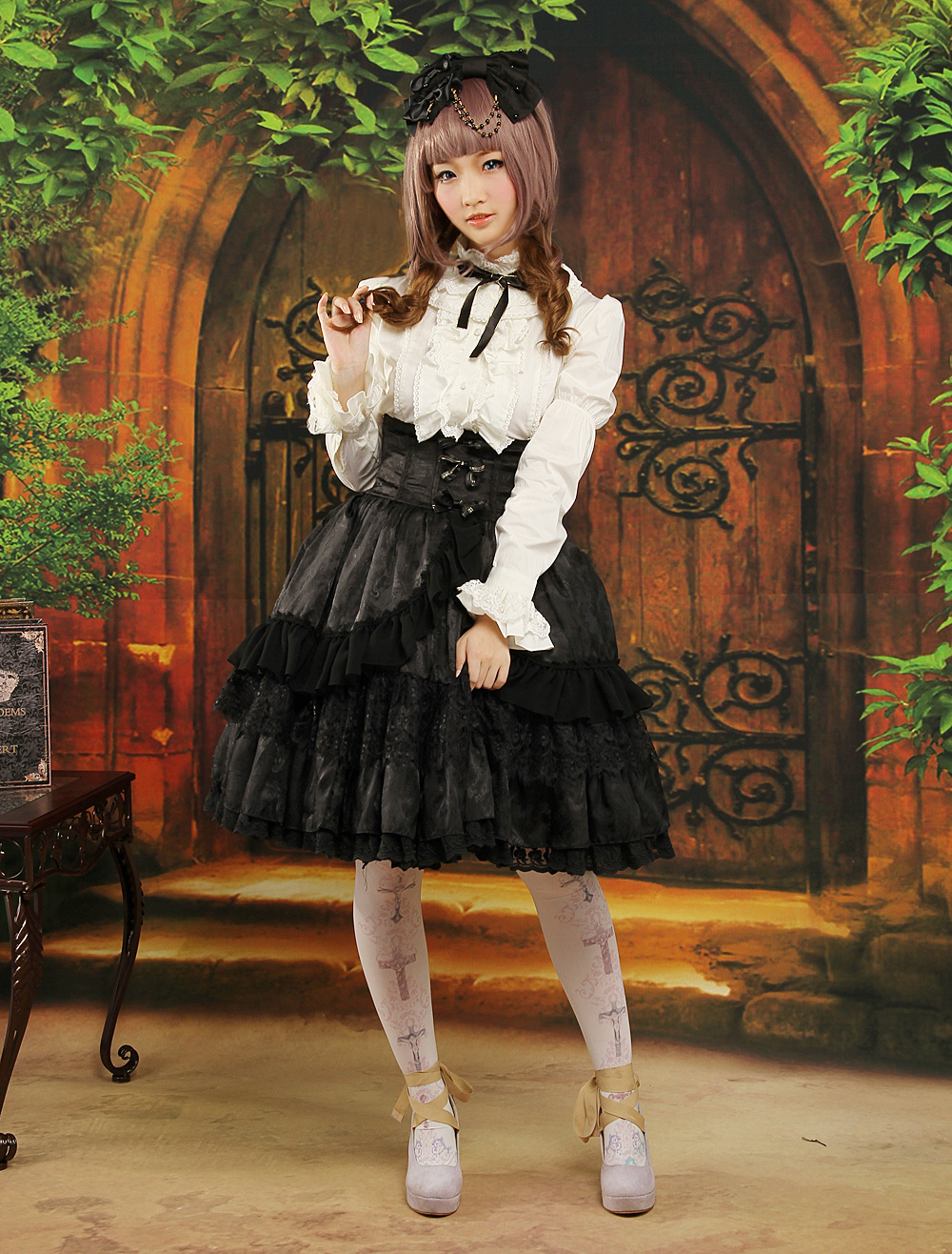 Gothic Style Black Ruffles Jacquard Lolita Skirts steampunk buy now online