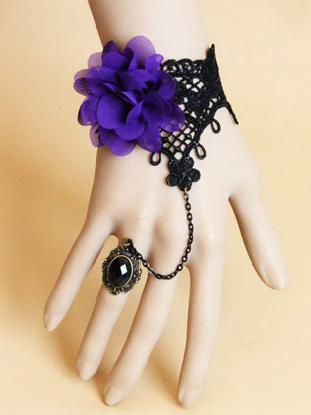 Gothic Purple Flower Cotton Blend Lolita Bracelet steampunk buy now online