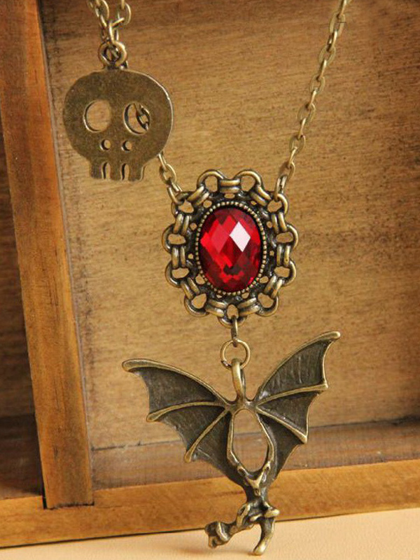 Red Metal Skull Gothic Lolita Necklace steampunk buy now online
