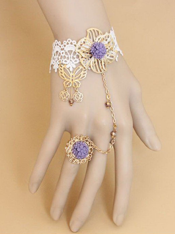 Sweet Purple Cotton Blend Gothic Lolita Bracelet steampunk buy now online