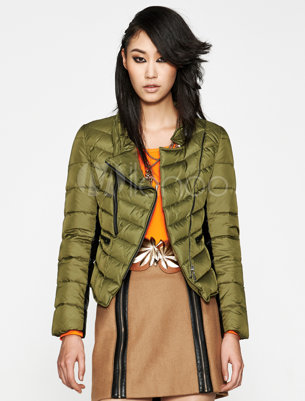 Shaping Solid Color Hunter Green Duck Down Women’s Jacket Eido