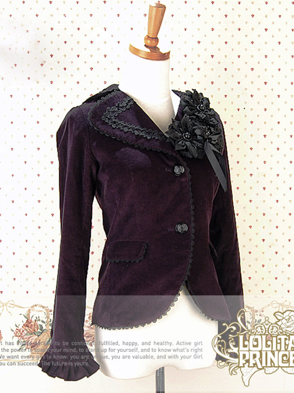 Gothic Purple Flowers Lace Cotton Lolita Coat steampunk buy now online