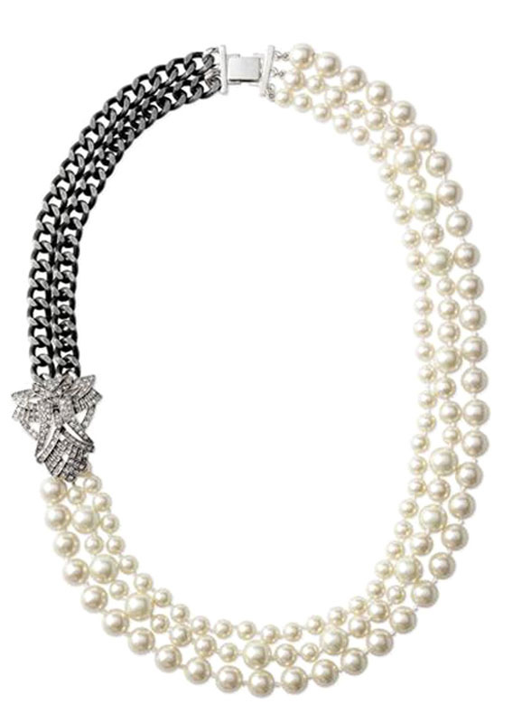 Collar con perlas y cadenas,No.1