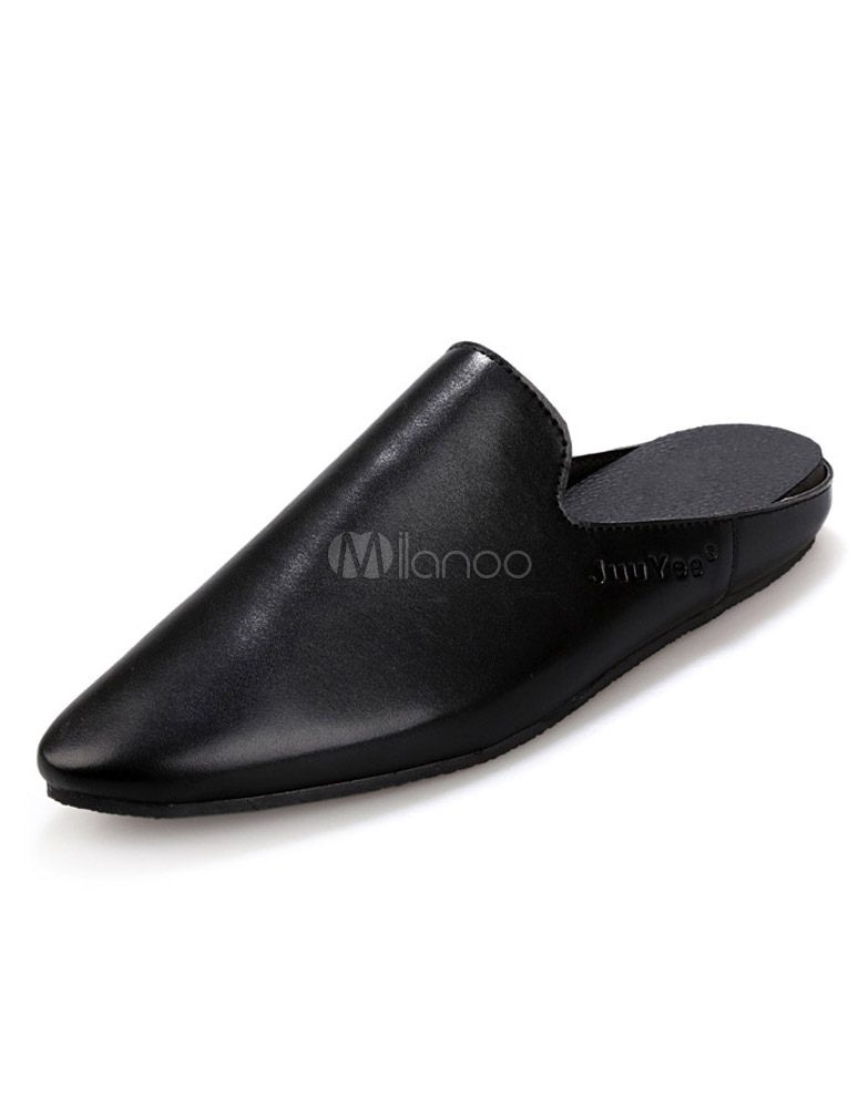 Backless Pointed Toe PU Leather Loafer Shoes For Men - Milanoo