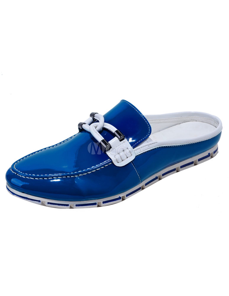 ... shellac Leather Strappy Backless Mens Loafer Shoes - Milanoo