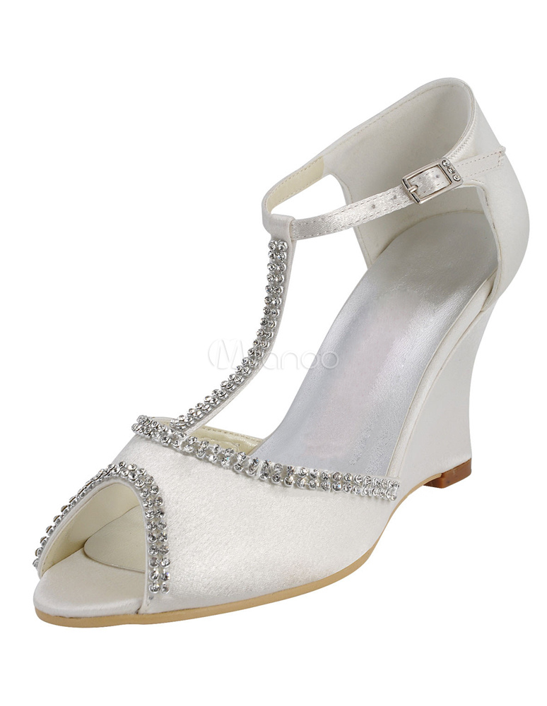 chaussures compensées blanches mariage