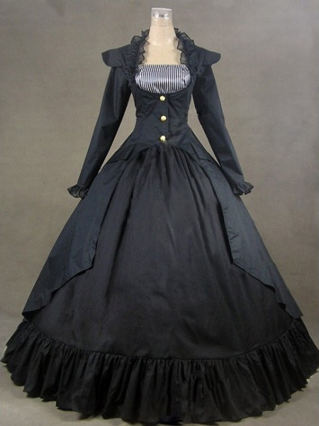 Gothic Black Short Sleeves Poplin Lolita One-Piece steampunk buy now online