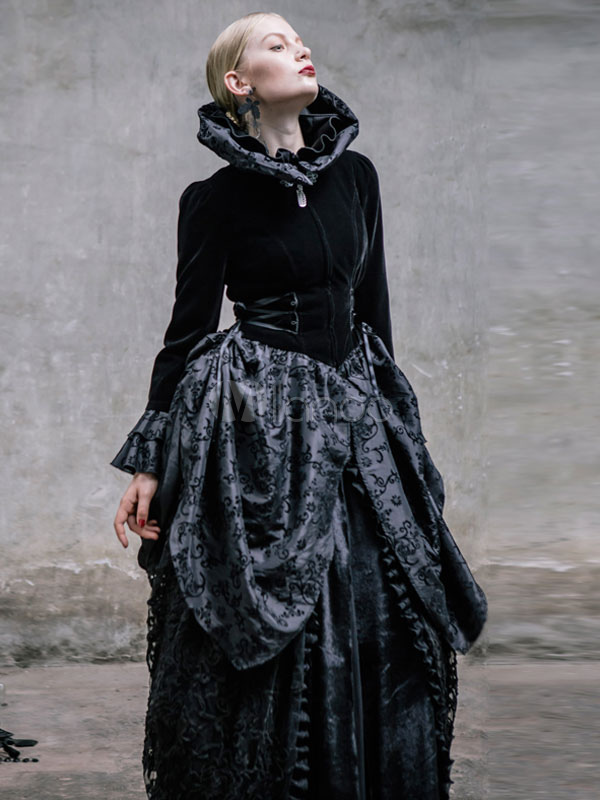 Gothic Black Polyester Knotted Lolita One-Piece steampunk buy now online