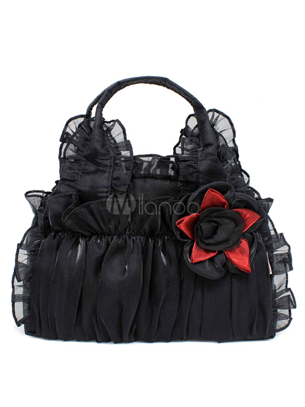 Sweet Ruffles Gothic Lace Synthetic Flower Lolita Bag steampunk buy now online