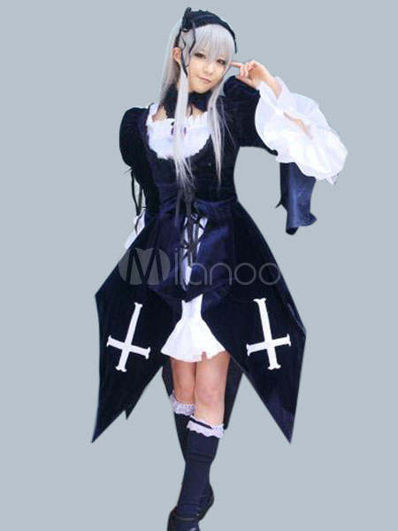 Super Sonico Cosplay Costume Black Gothic Lolita Dress Version steampunk buy now online