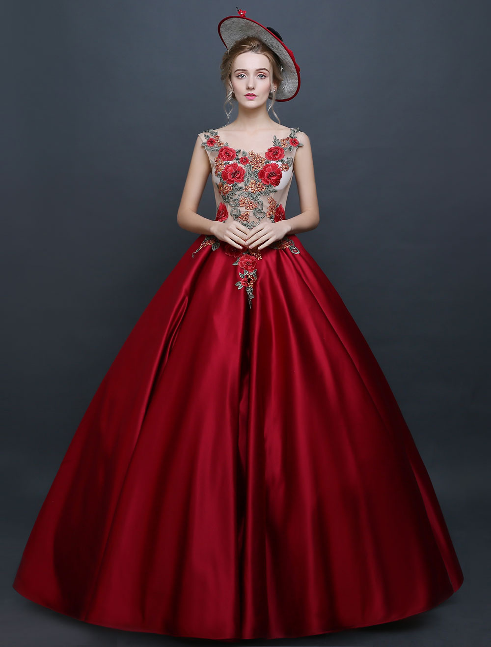 Burgundy Victorian Princess Ball Gown Chic Satin Costume steampunk buy now online