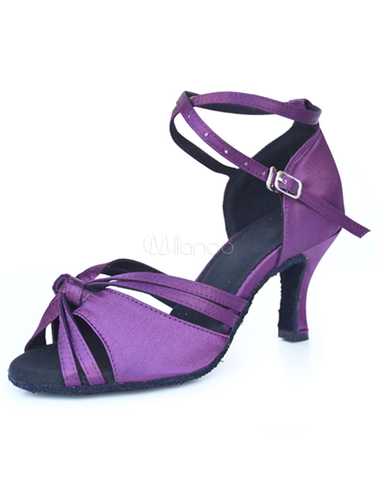 Deep Purple Latin Dance Sandals Ballroom Heels for Women