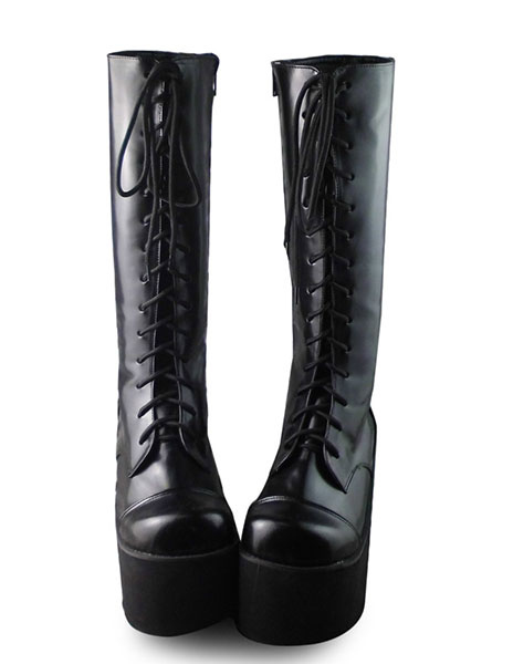 Matte Gothic Black Lolita Boots High Platform steampunk buy now online