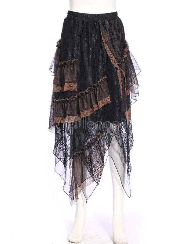 Steam Punk Gothic Lace Lolita Skirt Long Version steampunk buy now online Steam Punk Gothic Lace Lolita Skirt Long Version steampunk buy now online