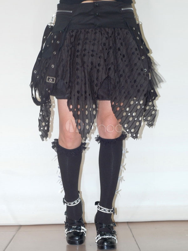 Gothic Black Lolita Short Skirt with Hollow Design steampunk buy now online