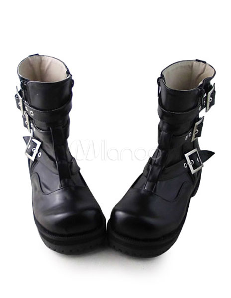 Gothic Matte Black Lolita Short Boots steampunk buy now online