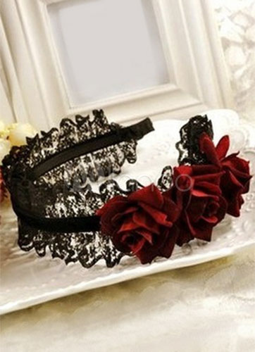 Gothic Lace Red Flower Headwear steampunk buy now online