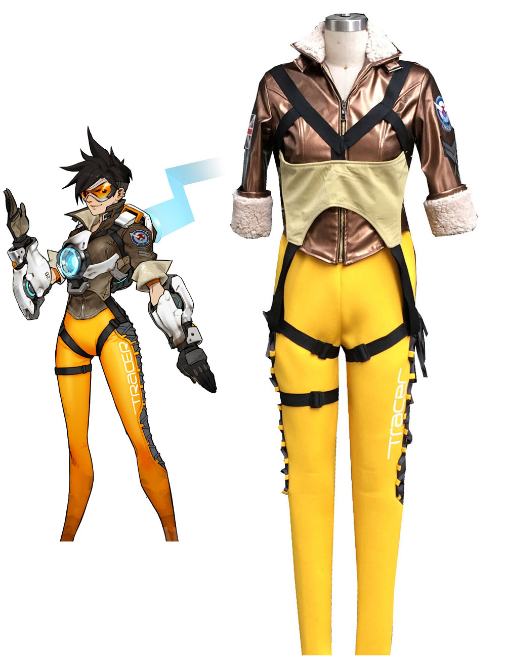 Overwatch OW Tracer Halloween Cosplay Costume