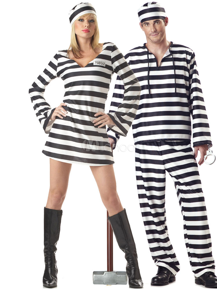 Prisoner Couple Halloween Costumes Striped Halloween Costumes For