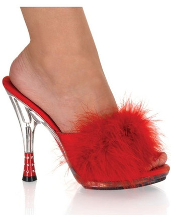 5-High-Heel-Red-Marabou-Patent-Sexy-Mule