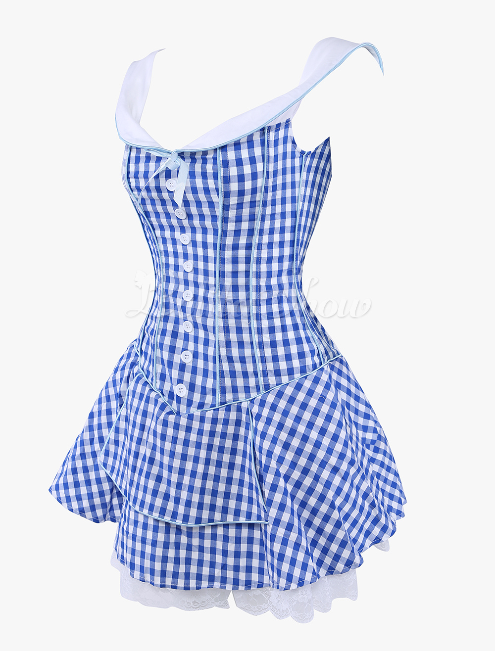 blue white check dress