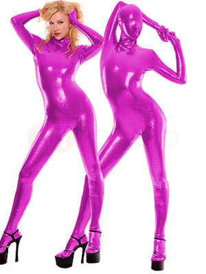 Image of Carnevale Body in costume metallizzato lucido viola Halloween Catsuit Halloween