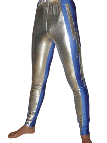 Image of Carnevale Argento metallizzato lucido blu pantaloni pantaloni Wrestling Halloween