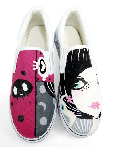 

White Sister Princess Canvas TPR Sole Womens Painted Shoes