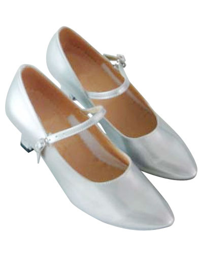 

Shiny Silver PU Cowhide 2 3/4'' High Heel Womens Latin Shoes, White