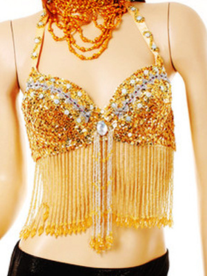 Image of Carnevale 85% Nylon 15% Spandex Colorful Beads Belly Dance Bra Halloween