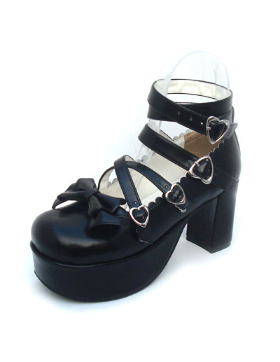 Image of Bright Black Shoes Scarpe 3 1 / 5 forte '' unità di elaborazione Platform Heel Womens Lolita