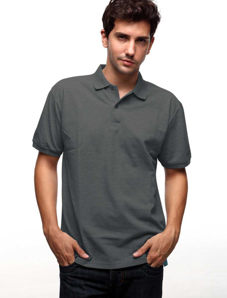 

Dark Gray 60% Cotton 40% Polyester Short Sleeves Mens Polo Shirt, Grey