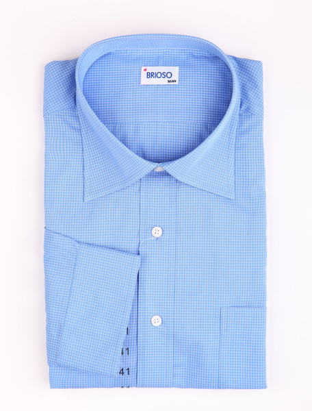 

Brioso Blue Checked Dress Long Sleeves 100% Cotton Mens Shirt, Plum