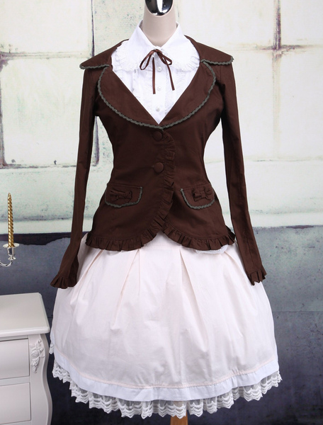 Image of Classico tasche maniche lunghe cotone Lolita Outfit