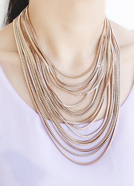 

Gold Metal Non Stone Layered Necklace, Blond